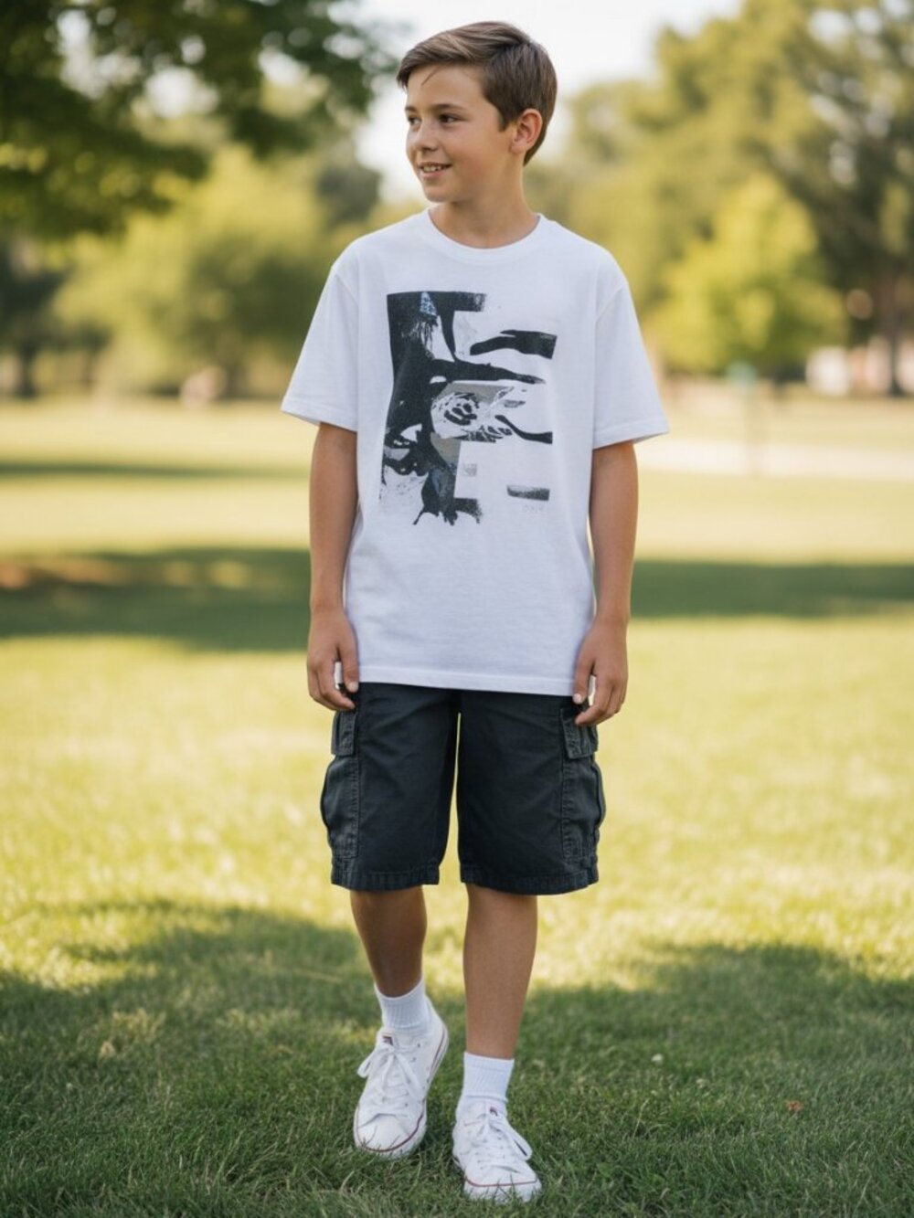 The Children's Place Cargo Shorts Boys Size 12 Black Excellent Elastic‎ Waist